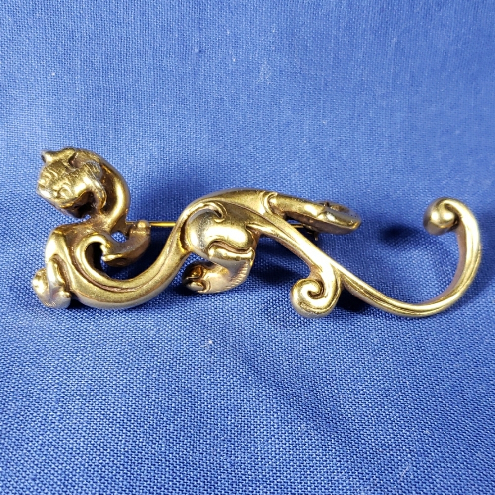 Vintage MMA The Met Dragon Cat Pin Brooch signed
